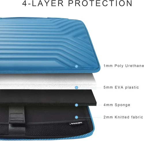 Miniatura 2 de DOMISO Funda para laptop de 14 pulgadas resistente a golpes e impermeable con asa, ligera, suave, EVA, estuche para tablet para laptops de Azul