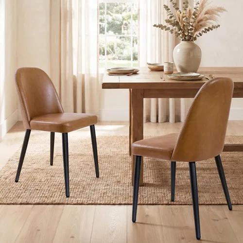 Miniatura 13 de Juego de 2 sillas de comedor tapizadas, sillas de comedor de tela moderna de mediados de siglo, sillas de cocina con asiento acolchado y patas