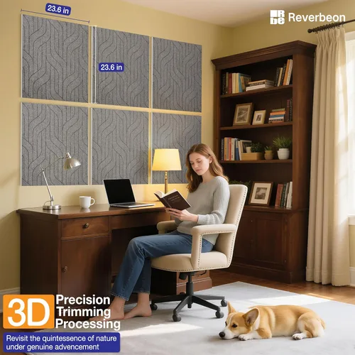 Miniatura 6 de 6 piezas de paneles acústicos, paneles de pared acústicos absorbentes de sonido de 23.6x23.6 pulgadas, paneles de pared acústicos decorativos