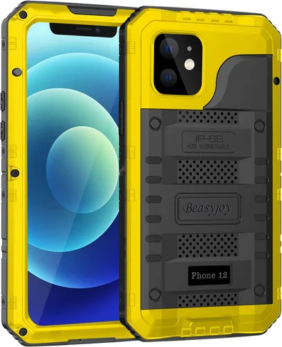 Miniatura 30 de Beasyjoy Funda impermeable para iPhone 12 Pro Max, cubierta protectora de cuerpo completo con protector de pantalla incorporado, resistente a Negro