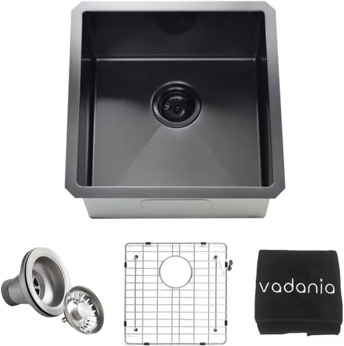 Miniatura 11 de VADANIA - Fregadero de barra de cocina de 20 pulgadas, 20"x18"x10", de un solo tazón, de montaje inferior, acero inoxidable calibre 18 T304, acabado