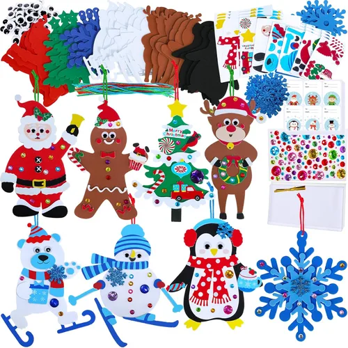 Winlyn 24 juegos de manualidades de Navidad, manualidades de invierno, adornos de Navidad, decoraciones de arte, juegos de espuma, Papá Noel, reno,
