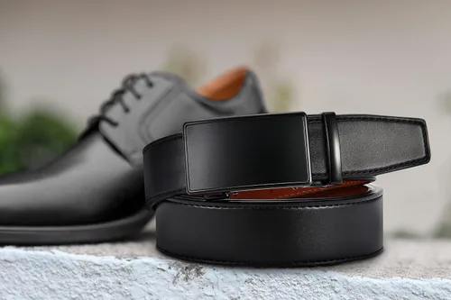 Miniatura 5 de CHAOREN Cinturón para hombre de cuero con trinquete - Ajuste personalizable, estilo sin esfuerzo (35 mm)