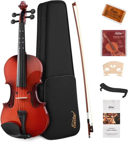 Eastar - Violín 3/4 para principiantes, kit de violines para estudiantes, violín con estuche rígido, resina colofonia, soporte para hombro, arco y