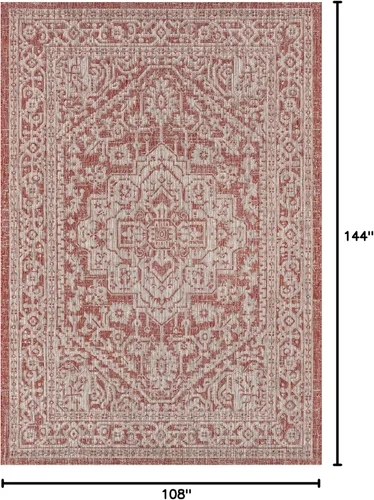 Miniatura 140 de Eyely BMS101D-28 - Alfombra de pasillo con textura de medallón de Santa Mónica Slesi, para interiores y exteriores, estilo costero, bohemio, Gris