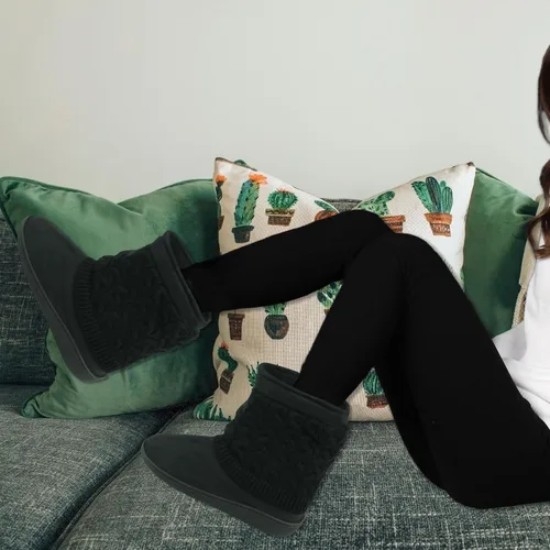 Miniatura 6 de Pantuflas de casa para mujer, cálidas, suaves, de forro polar, botas de interior, suela de goma antideslizante