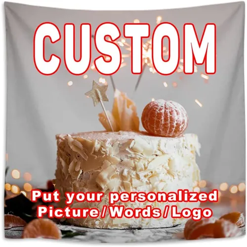 Miniatura 17 de KafePross Tapiz personalizado para colgar en la pared, 30 x 30 pulgadas, personaliza tu imagen, texto, dormitorio, pancarta para dormitorio