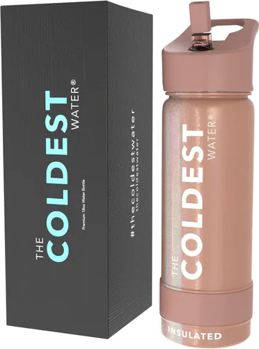 Miniatura 38 de Coldest - Botella para agua con tapa que incluye pajilla, térmica y metálica (acero inoxidable), para hombres y mujeres, color morado