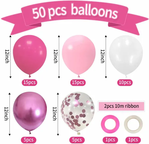 Miniatura 2 de Globos de fiesta rosados y blancos, globos rosados de 12 pulgadas, globos de látex rosados claros para eventos solo para adultos, celebración