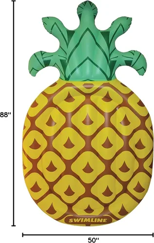 Miniatura 9 de Swimline Pineapple Jumbo Isla Flotante para Piscina Amarillo/Verde 88x50 pulgadas Piña