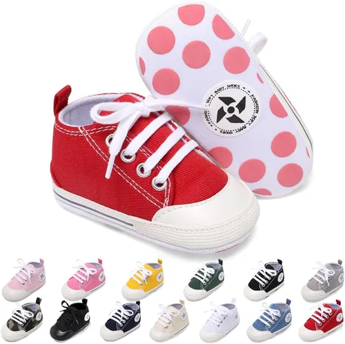 Miniatura 73 de Zapatos deportivos de lona de lona para bebés y niñas, suela antideslizante suave, suela antideslizante