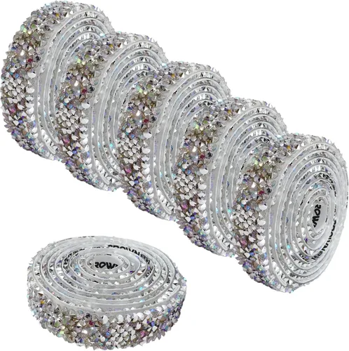 Miniatura 18 de 6 Rollos de Cinta Adhesiva con Diamantes de Imitación para Manualidades, Rollo de Cinta con Cristales para Decoración de Automóviles y Teléfonos