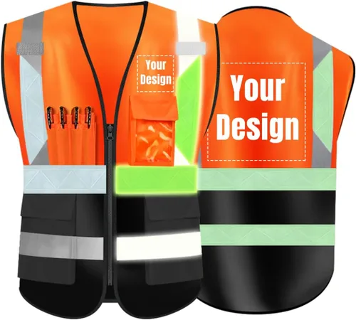 Miniatura 14 de Chaleco de seguridad de alta visibilidad Personaliza tu logotipo chaleco de seguridad protector, Amarillo