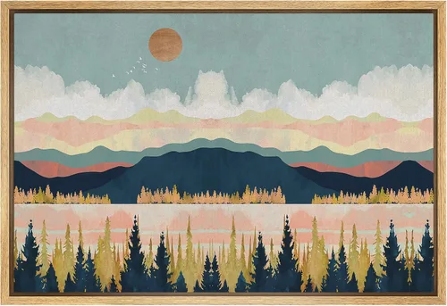 Miniatura 46 de SIGNFORD Lienzo Enmarcado Impresión Arte de Pared Océano Pastel Luz del Sol Puesta de Sol Horizonte Naturaleza Vida Silvestre Ilustraciones Arte