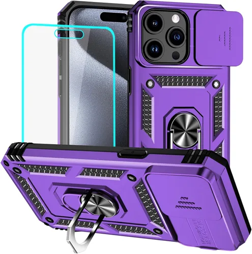 Miniatura 34 de HNHYGETE Funda para iPhone XR con protector de pantalla HD: [grado militar de 20 pies probada en caídas] Funda protectora para cámara deslizante a