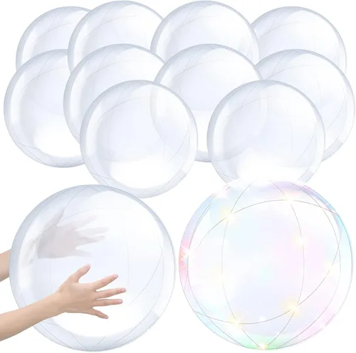 Hungdao 12 Piezas Pelotas de Playa Inflables Transparentes a Granel de 16 Pulgadas 24 Pulgadas Bola de Ornamento de Caldero Burbujeante Transparente