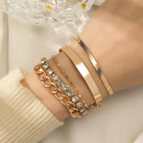 Miniatura 8 de Long tiantian Pulsera de oro gruesa para mujer, pulseras de oro delicadas, pulseras para mujer, pulseras apilables de eslabones de cadena