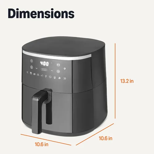 Miniatura 5 de Amazon Basics Freidora de aire de 4.4 cuartos con ventana de fácil visión, 8 menús preestablecidos, 1400 W, color negro