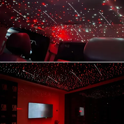 Miniatura 7 de AKEPO Luces de fibra óptica 2 en 1 centelleo+meteoro de 18 W, puertos de doble color con 1300 piezas+240 piezas de fibras meteor en 0.03 pulgadas