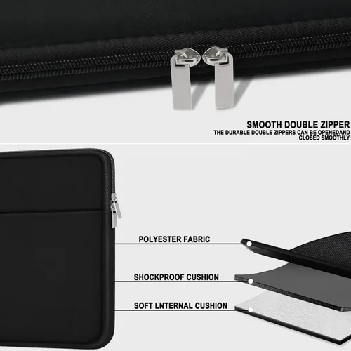 Miniatura 3 de Funda para portátil de 13.3 pulgadas, maletín de transporte con protección contra golpes y bolsillo con cremallera, funda delgada para laptop
