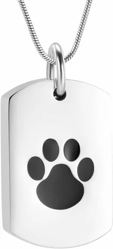 Miniatura 10 de Collar de urna de cremación para cenizas para mascotas, joyería conmemorativa de cenizas con estampado de patas, colgante de recuerdo, deja una foto