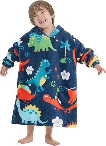 Miniatura 16 de Mewkou Manta con Capucha Portátil para Niños Sudadera con Capucha de Sherpa Extra Grande para Niños, Niñas y Niños Pequeños de 2 a 6 años