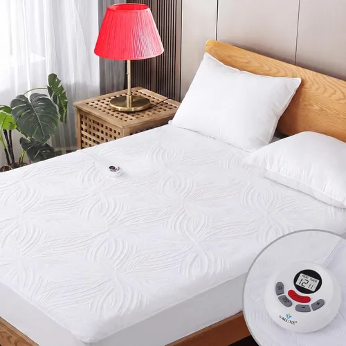 Protector de colchón térmico de tamaño individual acolchado, calentador de cama eléctrico, funda de colchón térmico de lujo y comodidad con