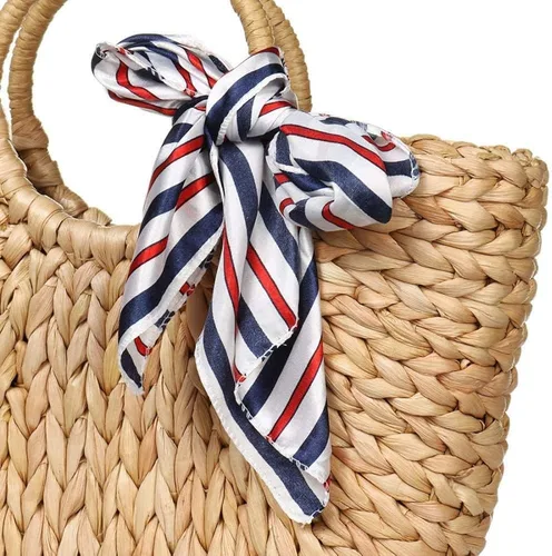 Miniatura 5 de Bolso Hobo grande de paja tejida a mano para mujer, con asa redonda, anillo Toto Retro Summer Beach Straw Bag
