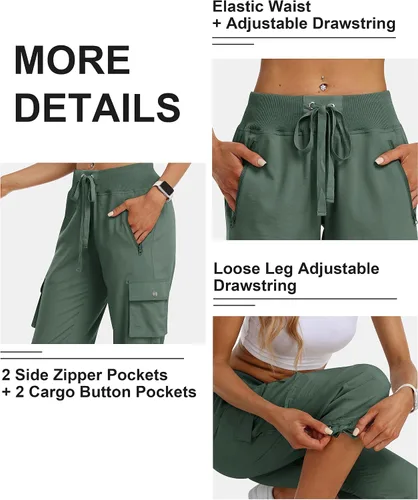 Miniatura 5 de MoFiz Pantalones cargo capri de senderismo para mujer, ligeros, de secado rápido, atléticos, viajes, casuales, holgados, cómodos, bonitos bolsillos