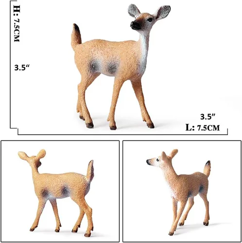 Miniatura 2 de Paquete de 6 figuras de ciervo, animales del bosque, figuras familiares de ciervos de cola blanca, decoración de pastel de criatura de bosque