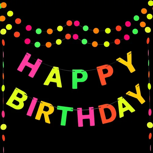 Cartel de neón de feliz cumpleaños, cartel de cumpleaños que brilla en la oscuridad, letrero de neón de arco iris, suministros de fiesta y
