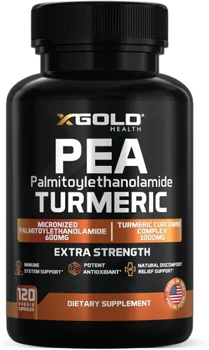 Palmitoiletanolamida de guisante + curcumina de cúrcuma de 1600 mg - Guisante micronizado 99% puro y 95% curcuminoides de extracto estandarizado de