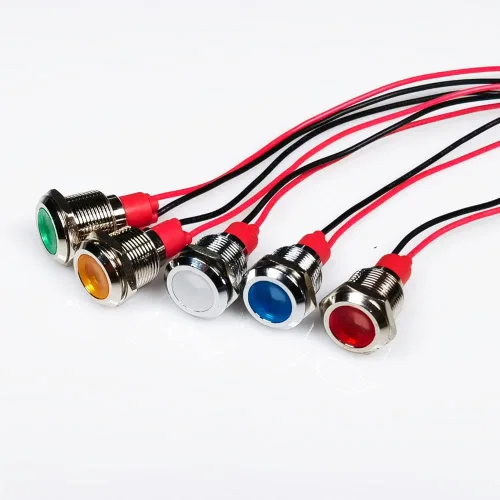 Miniatura 2 de Gebildet 5 unids 0.472 in AC/DC 12-24V LED indicador de metal luz impermeable señal lámpara piloto Dash direccional coche camión barco con alambre