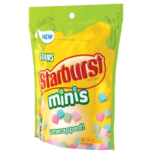 Miniatura 3 de Starburst Sours Minis - Bolsa de dulces masticables de frutas, 8.0 onzas