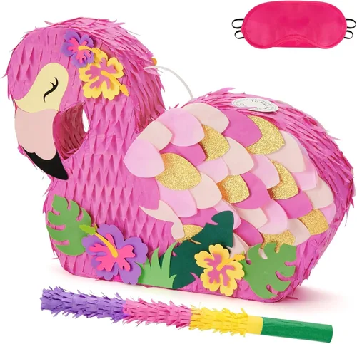 Miniatura 19 de Piñata plegable de unicornio, suministros para fiesta de cumpleaños, piñata extensible con bate y flecos, decoración de fiesta temática, piñatas
