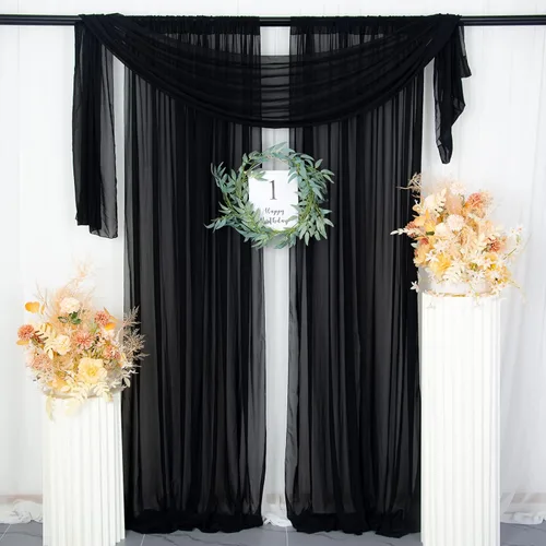 Miniatura 18 de ShinyBeauty Cortinas de gasa rojas de 84 pulgadas de largo, paquete de 2 cortinas transparentes de 29 x 84 pulgadas, 2 paneles de cortinas de gasa