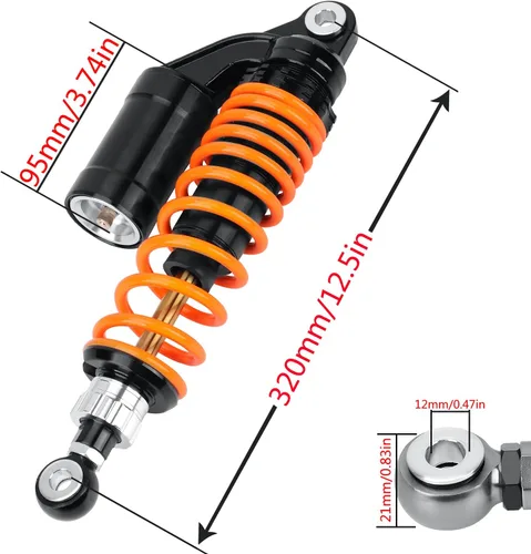 Miniatura 4 de Amortiguadores universales de motocicleta de 11.024 in, 11 pulgadas, suspensión trasera, 2 unidades, compatibles con Honda CB, Yamaha Gokart