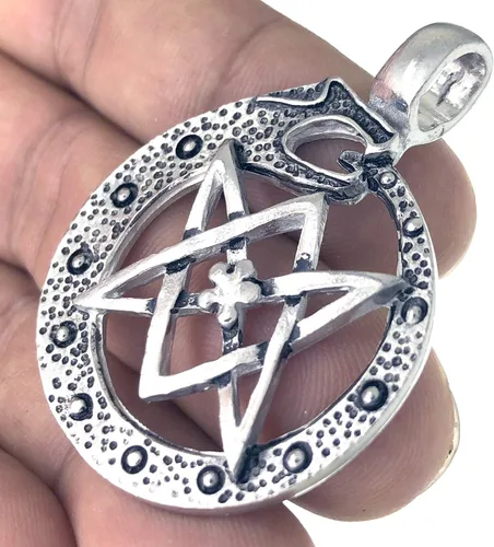 Miniatura 6 de Celtic VIking Jewelry Ouroboros unicursal Dragón Serpent Naga Bakunawa Pagan Peltre Collar con colgante para hombre de buena suerte amuleto