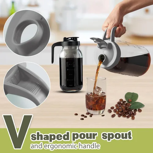 Miniatura 3 de Paquete de 2 tapas para tarros Mason de boca ancha en forma de V con asa, tapa de boquilla con tapa abatible extendida, fácil de abrir, herméticas a