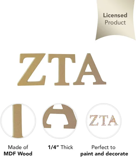Miniatura 3 de Desert Cactus Zeta Tau Alpha - Juego de letras de madera de fibropanel de densidad media sin terminar de 7.5 pulgadas, letras griegas Zeta ZTA