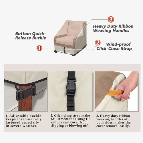 Miniatura 7 de Porch Shield Funda para muebles de patio, funda rectangular de 108 x 70 pulgadas con funda para silla de exterior, 34 pulgadas de ancho x 37