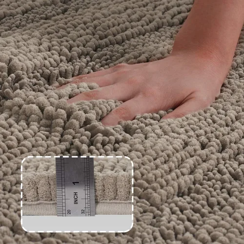 Miniatura 3 de Turquoize Alfombras de Baño Chenille Peludas Alfombra de Baño Antideslizante Gruesas Alfombras de Baño Peludas para Baño Chenille Juego de Alfombra