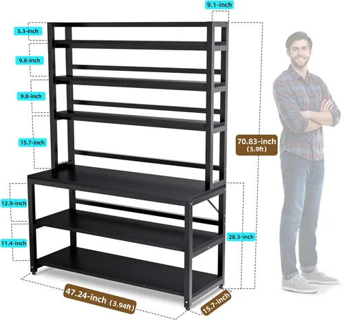 Miniatura 3 de Aquzee Estante grande para panaderos para cocinas, 47 pulgadas de ancho