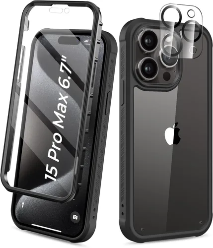 Miniatura 29 de Funda para iPhone 15 de cuerpo completo, protector de pantalla integrado, con protector de lente de cámara, [antiamarilleamiento], funda protectora