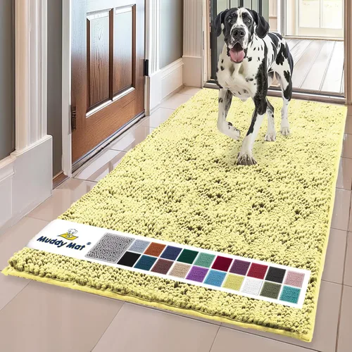 Miniatura 40 de Muddy Mat® Mostrado en la televisión - Tapete de microfibra súper absorbente para puerta de perro para patas fangosas, antideslizante y lavable