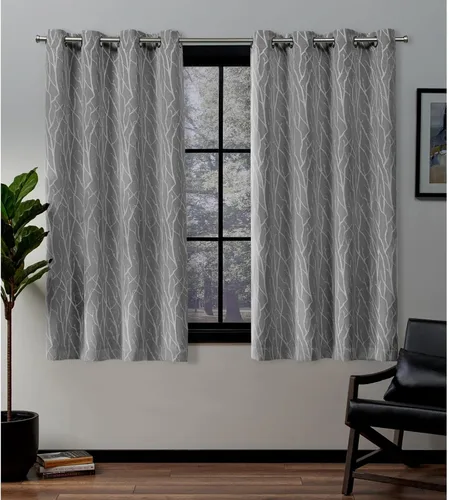 Exclusive Home Forest Hill - Par de paneles de cortinas opacas para oscurecer con ojales en la parte superior, 52 x 63 pulgadas, color gris ceniza