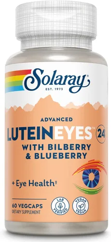 SOLARAY Advanced Lutein Eyes 24 mg - Suplementos de luteína y zeaxantina - Apoyo a la salud ocular con extracto de arándano y arándano - Vegano,