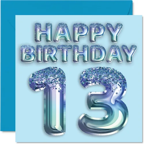 Miniatura 26 de Stuff4 Tarjeta de primer cumpleaños para niños, globo de fiesta con purpurina azul, tarjetas de feliz cumpleaños para niño de 1 año, nieto, hijo, 57