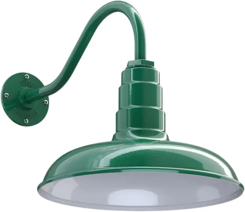 Miniatura 34 de Steel Lighting Co. Topanga - Luz de granero Montaje en pared al aire libre Domo de 14 pulgadas Cuello de cisne de 11 pulgadas Luz de garaje
