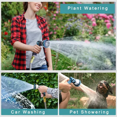 Miniatura 7 de Manguera de jardín de 75 pies, manguera de agua de acero inoxidable 304, flexible con un rociador de boquilla de 10 modos, sin torceduras, ligera, a